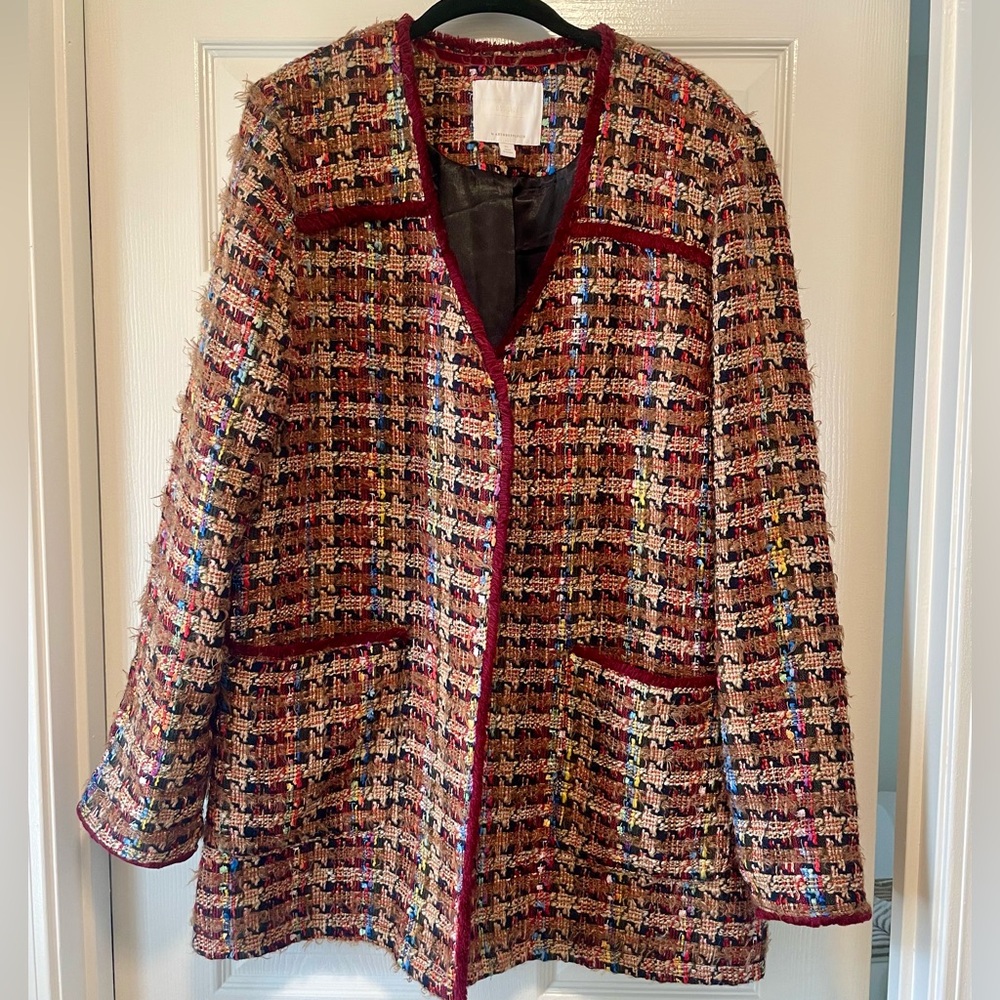 Anthropologie multicolor tweed/boucle jacket